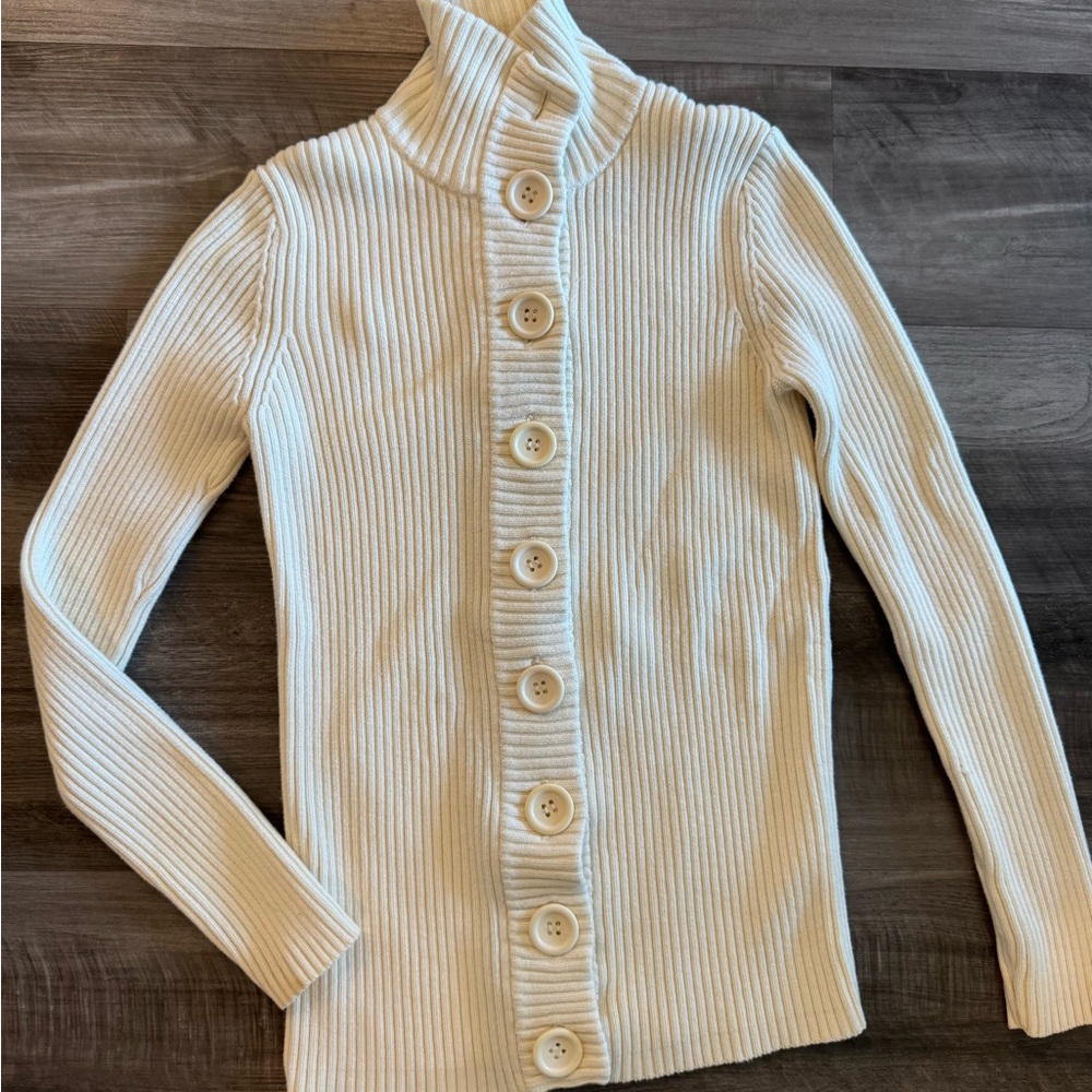 Vintage Victorias Secret Cream Ribbed Button-Up Sweater
